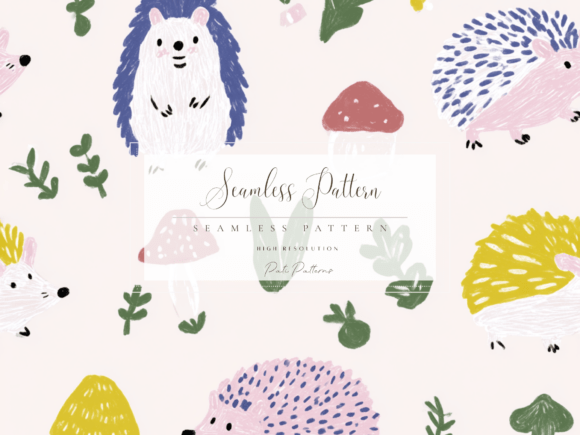 Download Cute Whimsical Hedgehog Seamless Pattern PNG for Kids Crafts - Seamless Collection