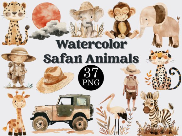 Download Watercolor Safari Animals Clipart Bundle - Watercolor safari Collection