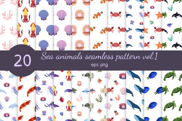 Download Sea Animals Seamless Patterns Vol.1 - Seamless Collection
