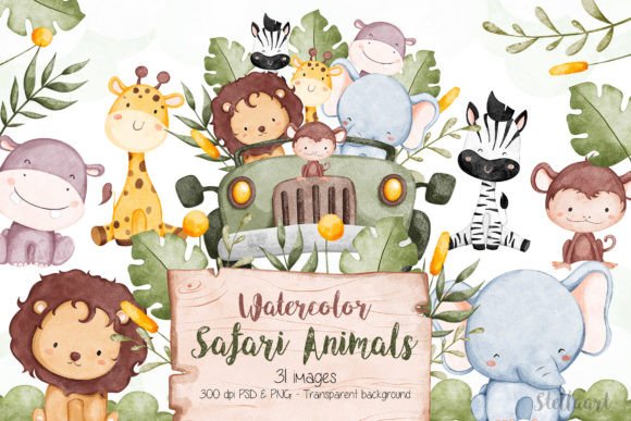 Download Watercolor Safari Animals - Watercolor safari Collection