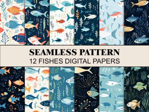 Download Seamless Sea Pattern Blue Ocean Fishes - Seamless Collection