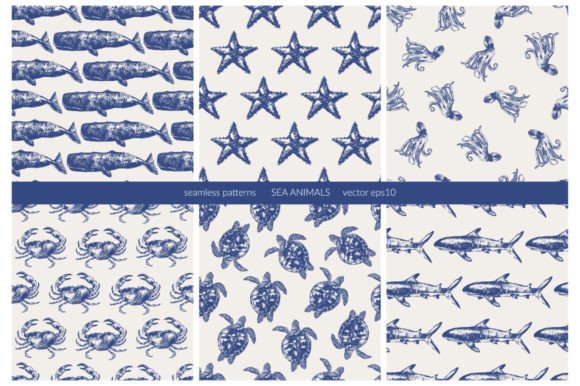 Download Sea Animals Seamless Patterns (III) - Seamless Collection