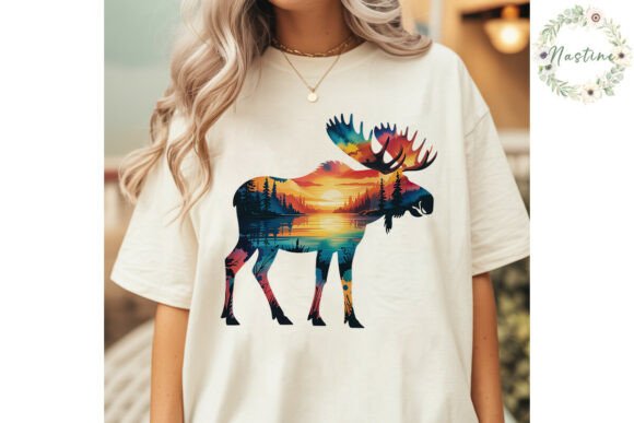 Download Moose Sunset Lake Forest Sublimation PNG - Lake Collection
