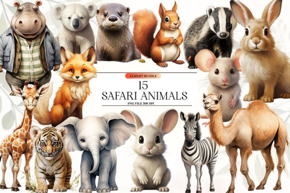 Download Watercolor Safari Animals Clipart - Watercolor safari Collection