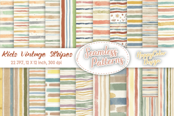 Download Kids Vintage Stripes Seamless Patterns - Seamless Collection