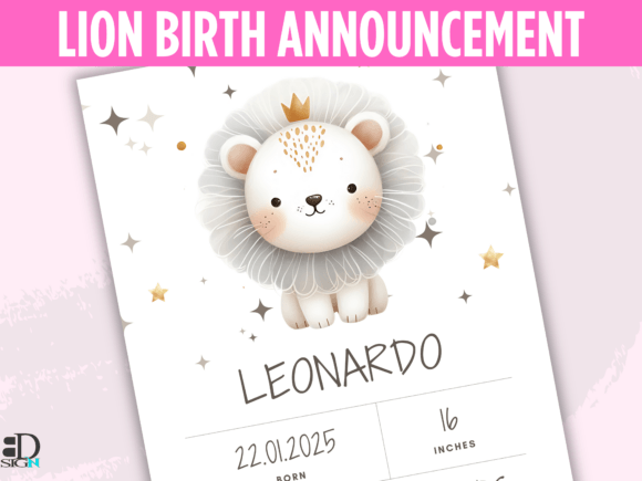 Download Lion Prince Birth Announcement Template - Premium Resources