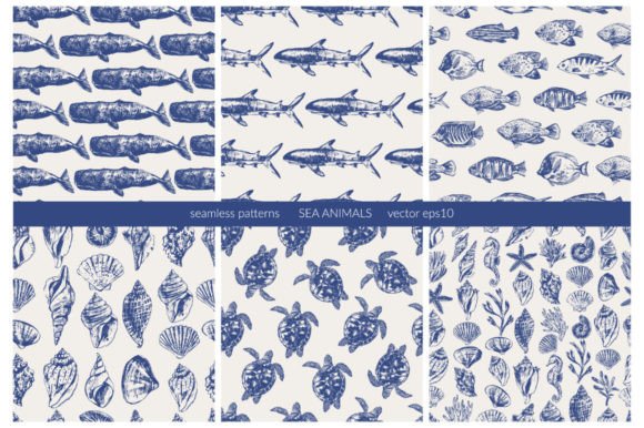 Download Sea Animals Seamless Patterns (II) - Seamless Collection