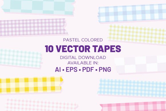 Download Pastel Colored Digital Washi Tape - Premium Bundle