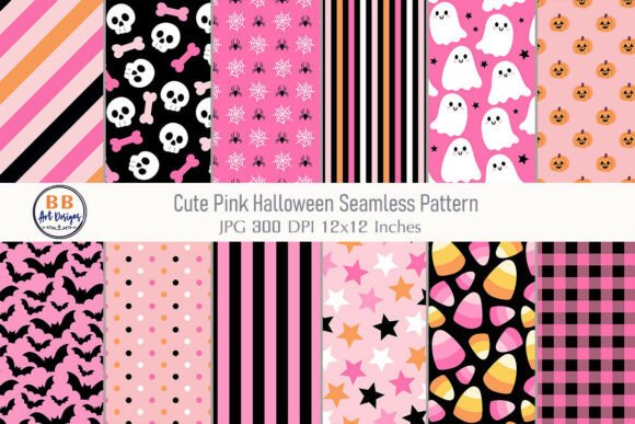 Download Pink Halloween Seamless Patterns - Seamless Collection