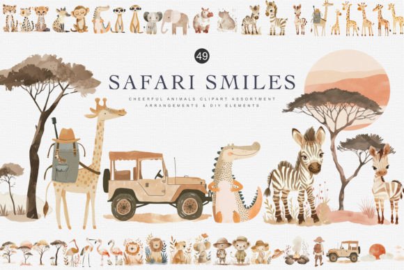Download Watercolor Safari Animal Clipart Bundle - Watercolor safari Collection