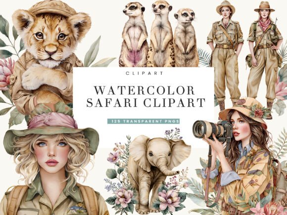 Download Watercolor Safari Clipart Bundle - Watercolor safari Collection