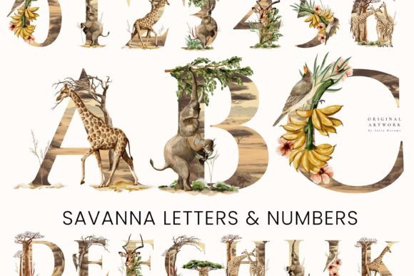 Download Watercolor Safari Alphabet Letters - Watercolor safari Collection